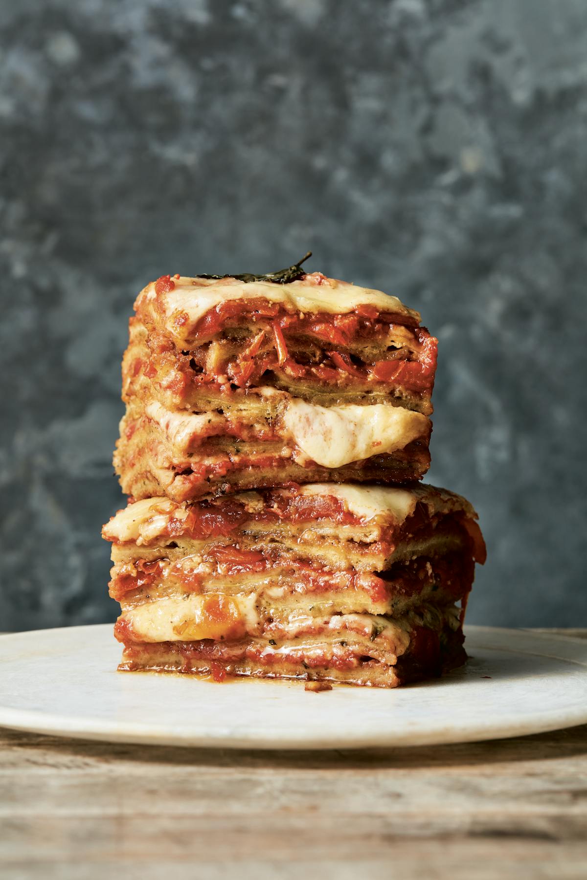 two pieces of lasagna